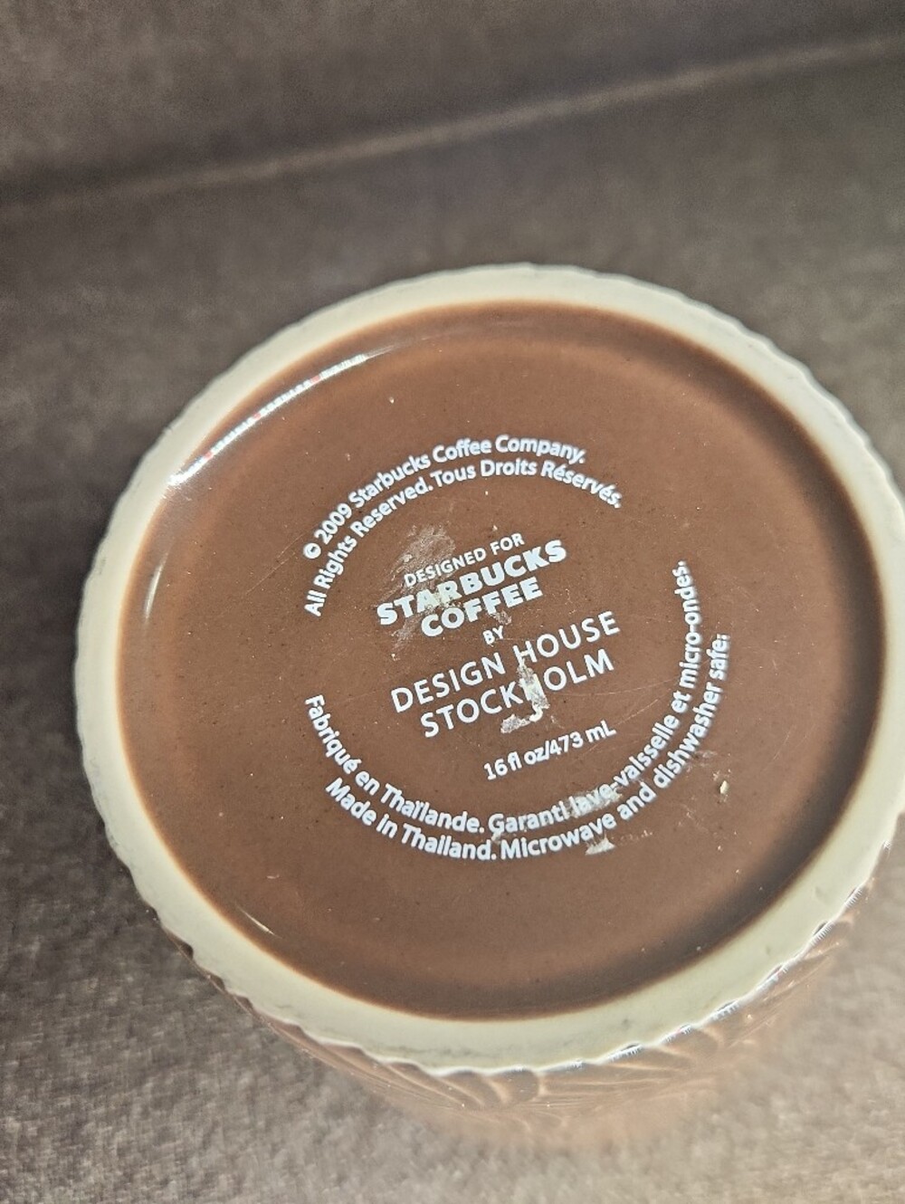Starbucks Brown Embossed Ceramic Cup with Shell Pattern - Picture 6 of 6